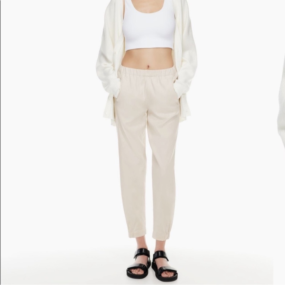 Aritzia Babaton Dexter Pants Linen Blend Light Beige Cream Pull On Joggers XS